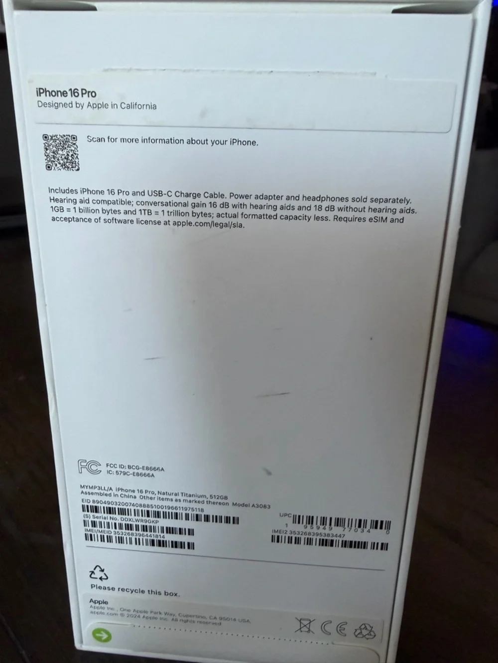 Apple iPhone 16 Pro - Natural Titanium - 512 GB Retail Box